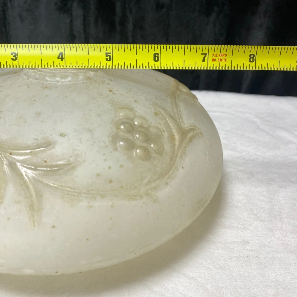 Vintage‎ MCM Frosted Glass Dome Embossed Grapes Vine Light Fixture Cover Globe